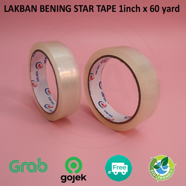 Lakban Star Tape / Lakban Bening 1 inch x 60 yard LBN102