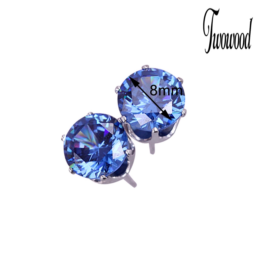 Anting Stud Cubic Zirconia Bentuk Bulat Gaya Elegan Untuk Kencan