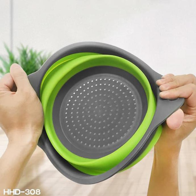 Baskom Saringan Silicone Yang Bisa Dilipat Keranjang Strainer Basket - HHD-308