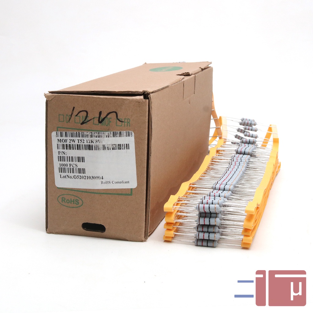 Resistor 12R 12 Ohm 2W Metal Oxide 5% Taiwan Kaki Tembaga