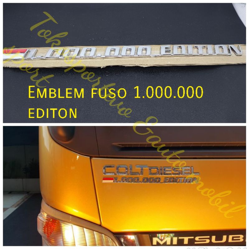 Emblem logo stiker Lambang tulisan huruf Fuso 1.000.000 Edition chrome