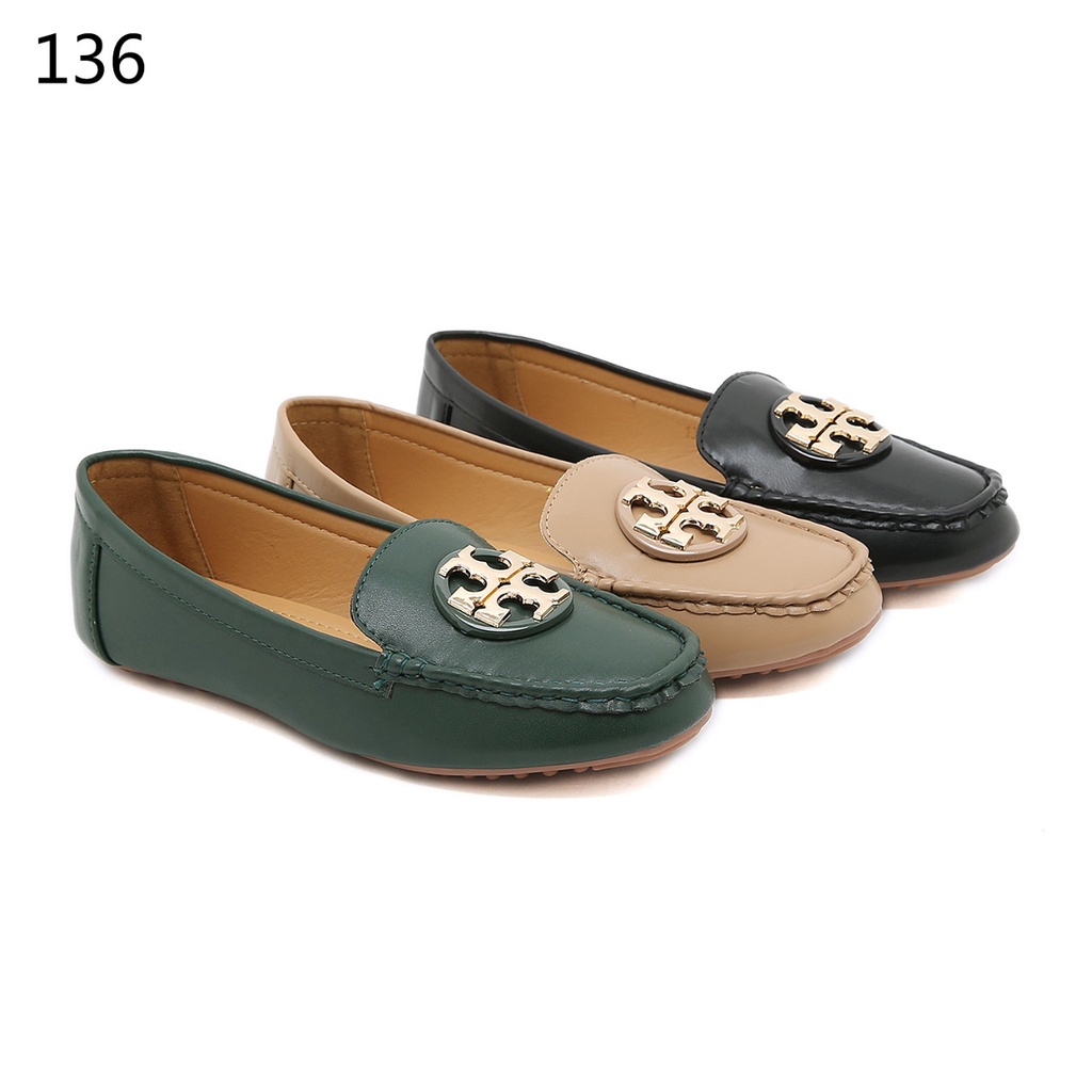 Logo Leather Driver Moccasin Flats #136