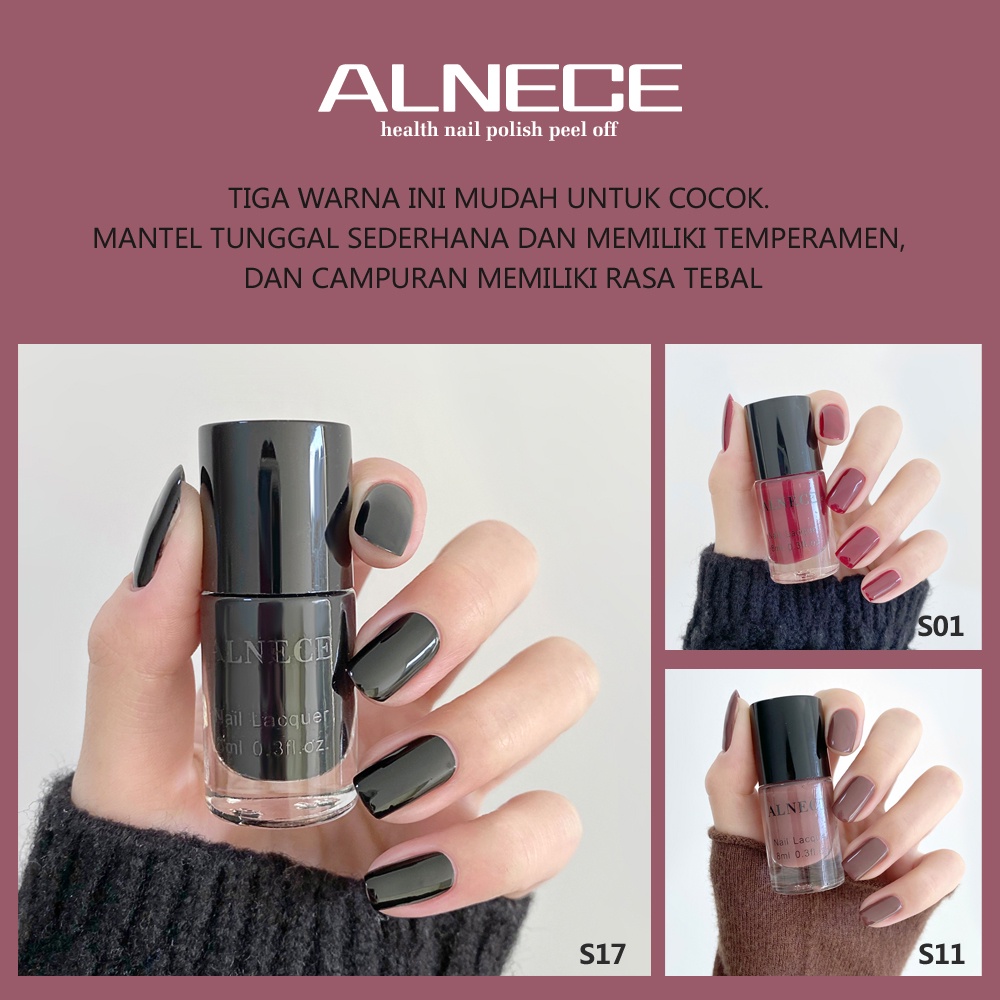 ALNECE 40 WARNA Kutek Halal Peel Off Cat Kuku Halal Muslimah Bisa Kupas bisa untuk sholat kuteks 8ml