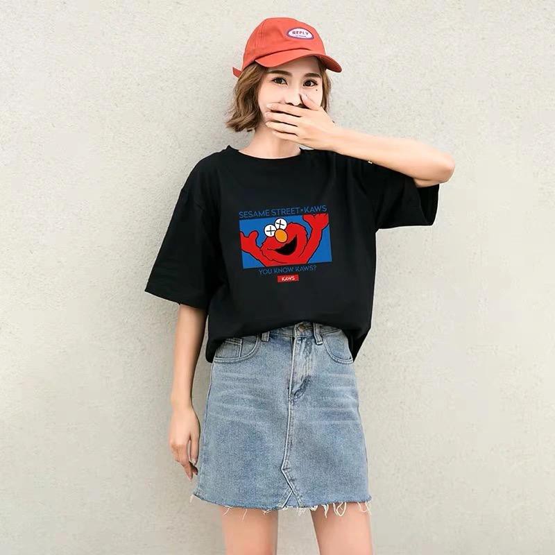 Oversize Tee Tshirt Model Longgar Untuk Wanita Motif Sesame Street