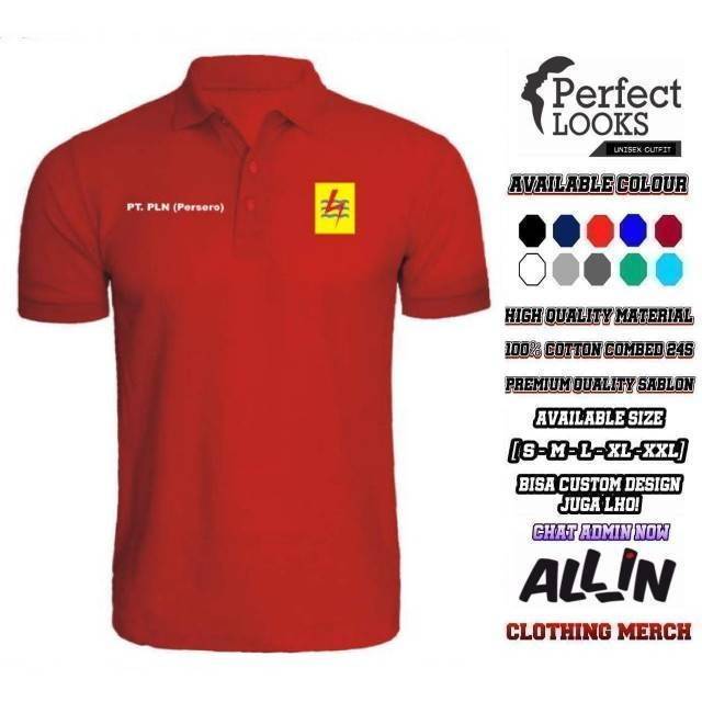 KAOS POLO PLN PT. PLN ( PERSERO) POLO SHIRT PLN LOGO PLN COTTON KEREN