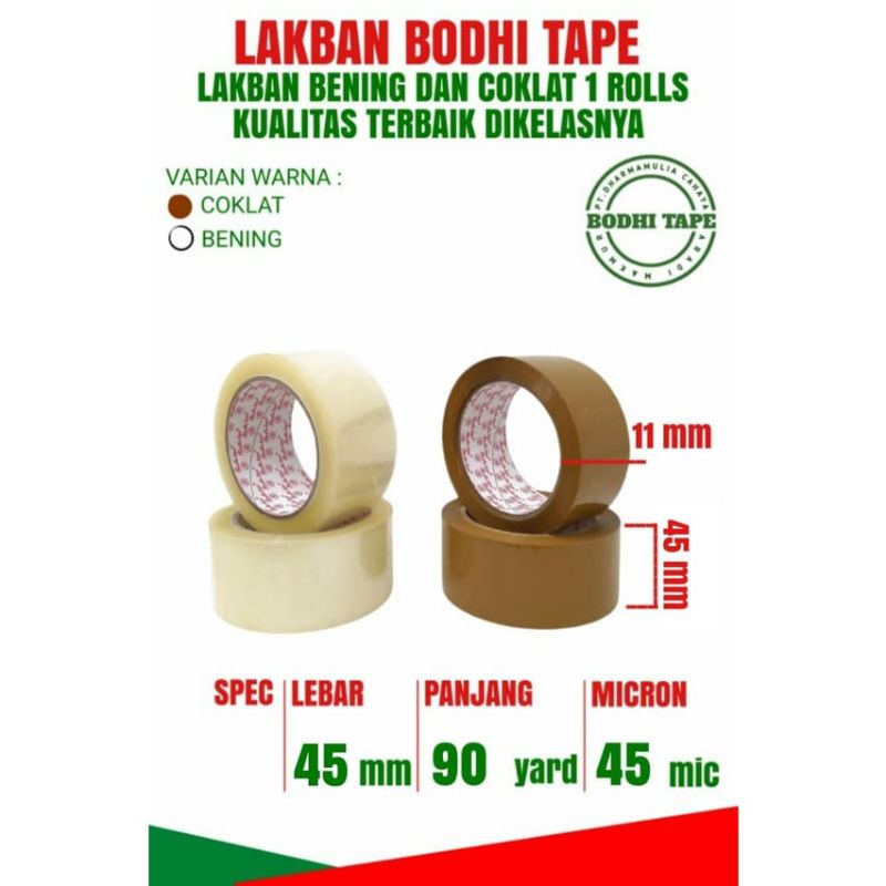 LAKBAN SOLASI TAPE bodhi tape 45mmx100yard LAKBAN packing BENING DAN COKLAT ISOLASI