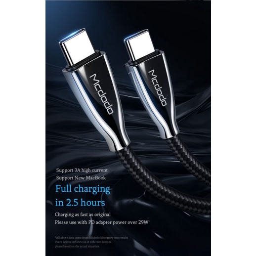 MCDODO CA-6660 USB Type-C to Type-C Data Cable QC Fast Charging PD 60W ORIGINAL panjang 1.5m