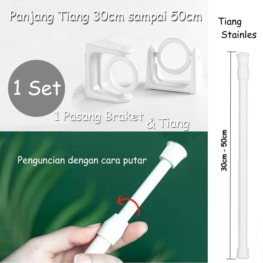 (KIM)Bracket tiang serbaguna, bracket tempel gantungan, bracket 360, bracket jendela, bracket gorden, bracket pintu, bracket tiang fleksibel