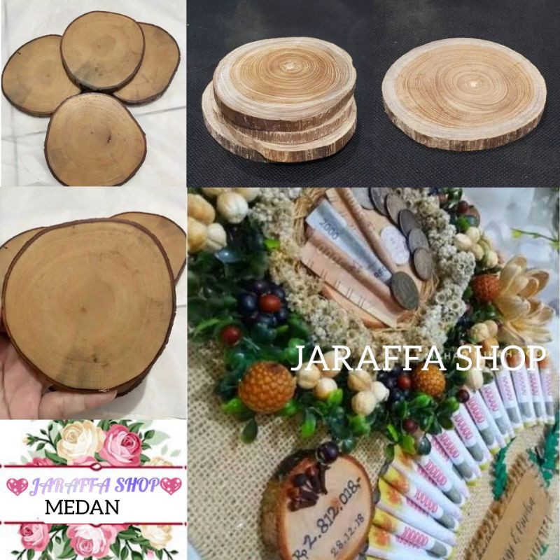 JRA WOODEN SLICE PERLENGKAPAN MAHAR DEKORASI PERNIKAHAN HANTARAN FOTO MAHONI CRAFT SERBAGUNA