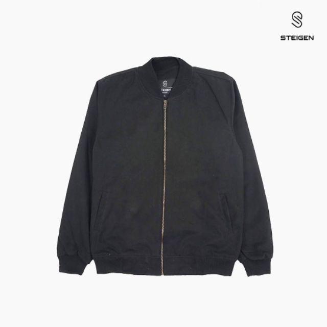 BOMBER JACKET OSLO SUEDING STEIGEN ORIGINAL JAKET BOMBER PRIA COWOK-Black