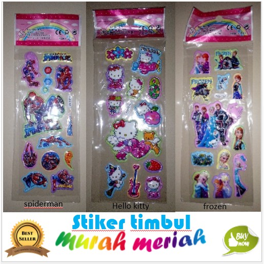 

Stiker tempelan sticker laser karakter timbul mainan anak murah meriah