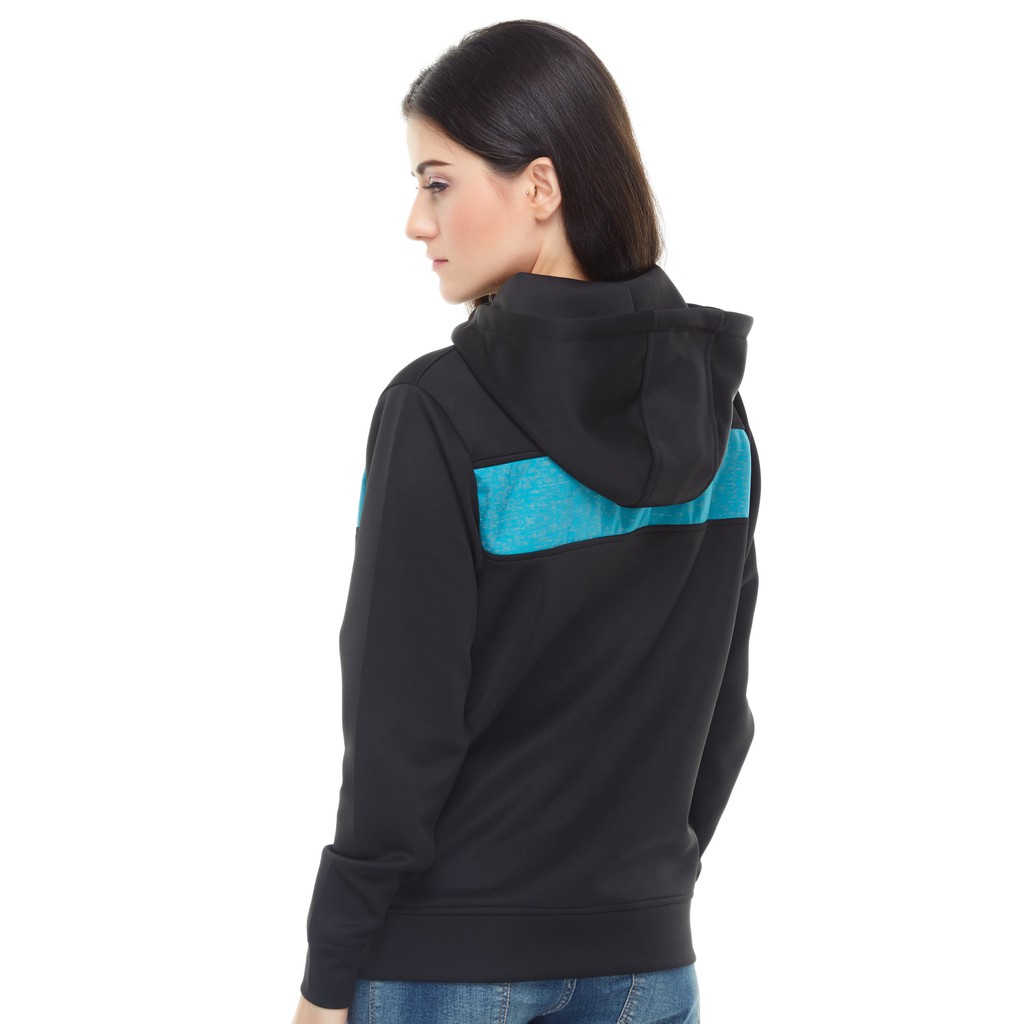 ZOLEKA Lavina Jaket Hoodie Sport Wanita - Black Turquoise Blue-4