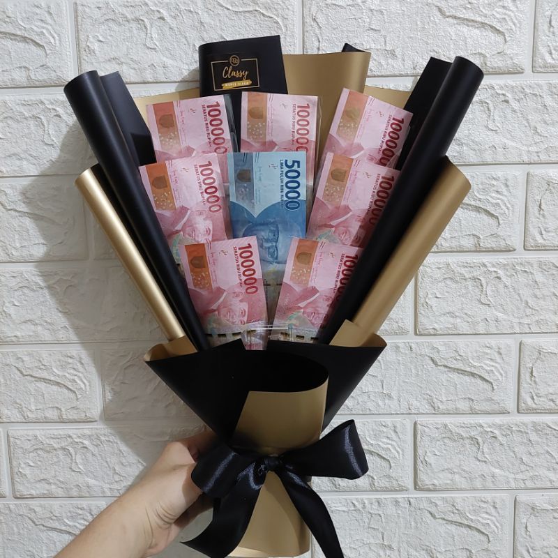 Jual Small Standing Money Bouquet 8 Lembar Bucket Buket Bunga Uang Asli Hadiah Kado Anniv 