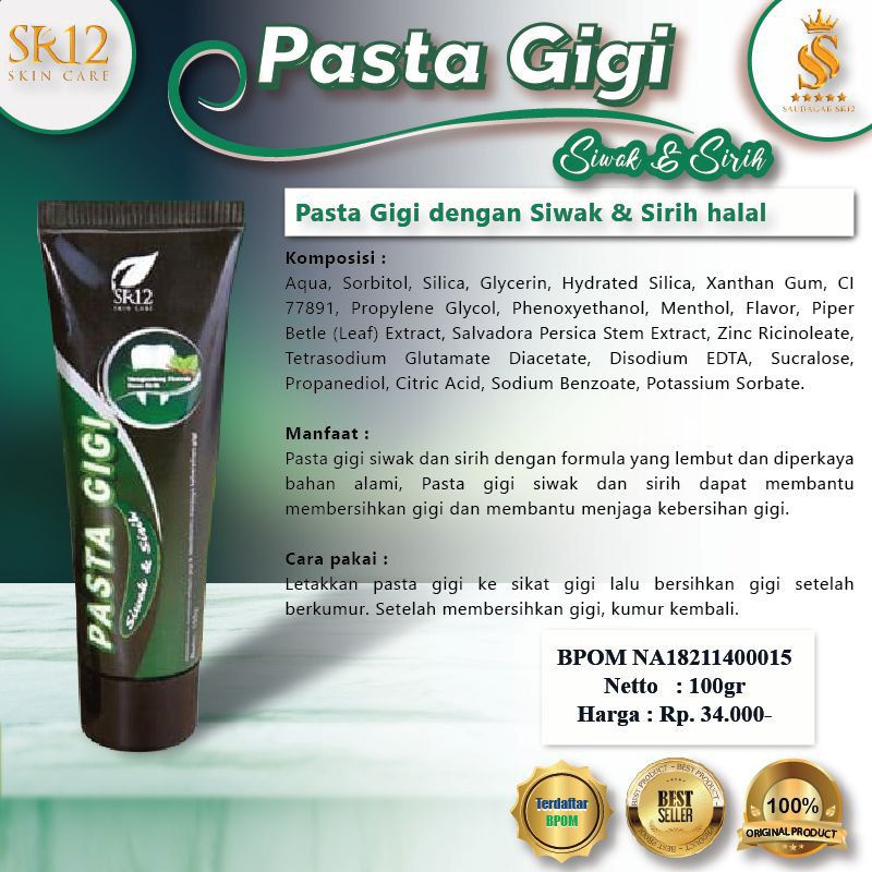 Pasta Gigi Siwak SR12 / Pasta Gigi Charcoal SR12
