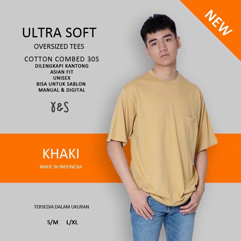 Kaos Polos Oversized With Pocket Cotton Combed 30s Yarn Spindle Ultrasoft Khaki