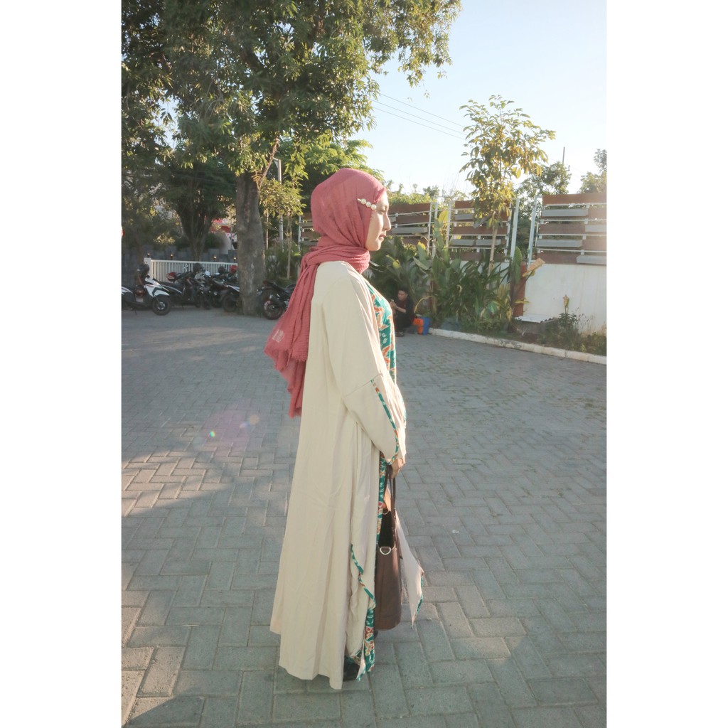 Gamis Abaya Kekinian Cardi Panjang Terbaru Bahan Songket Batik