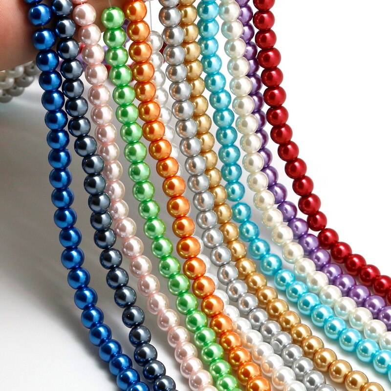 30pcs/Lot 8mm Pearl Glass Beads Spacer Loose Beads for Women Making Jewelry Findings perles pour la fabrication de bijoux