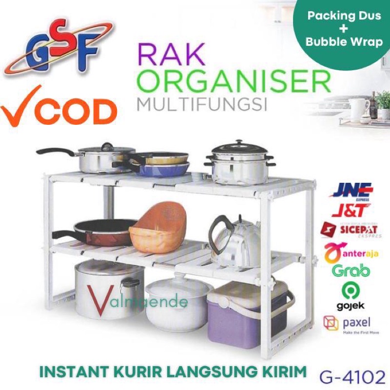 Rak Organizer Rak Dapur Serbaguna GSF 4102 Rak Kamar Mandi Rak Buku Rak Sepatu 2 Susun