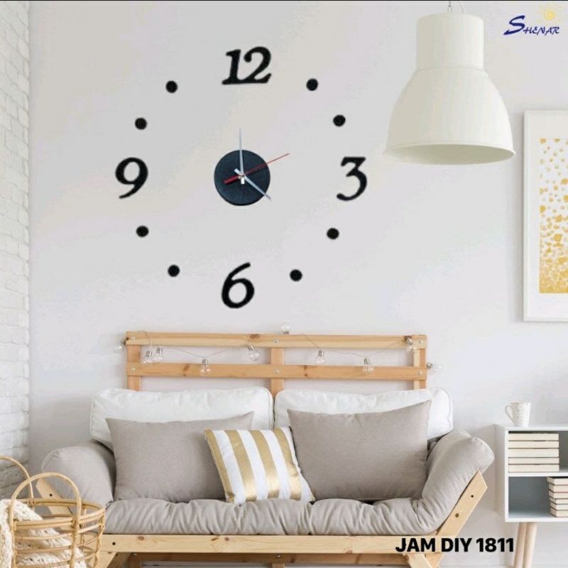 Shenar - Jam Dinding Tempel DIY Kecil Analog 3D Giant Modern Clock