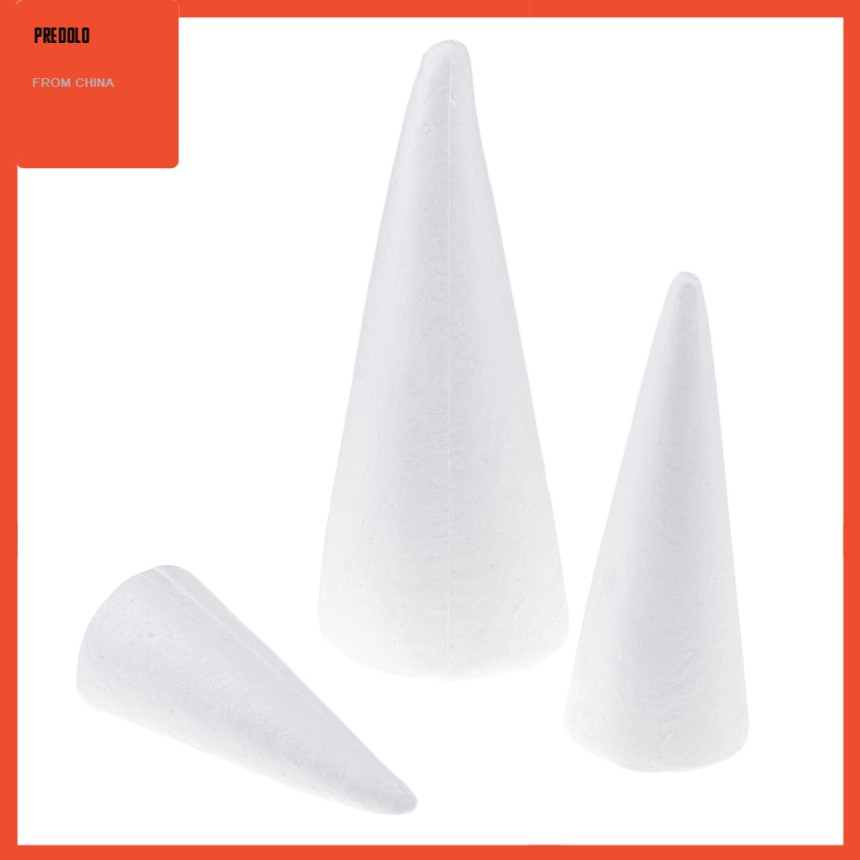 3pcs Busa Styrofoam Bentuk Kerucut Ukuran 15 / 20 / 25cm Untuk Kerajinan Handmade Diy