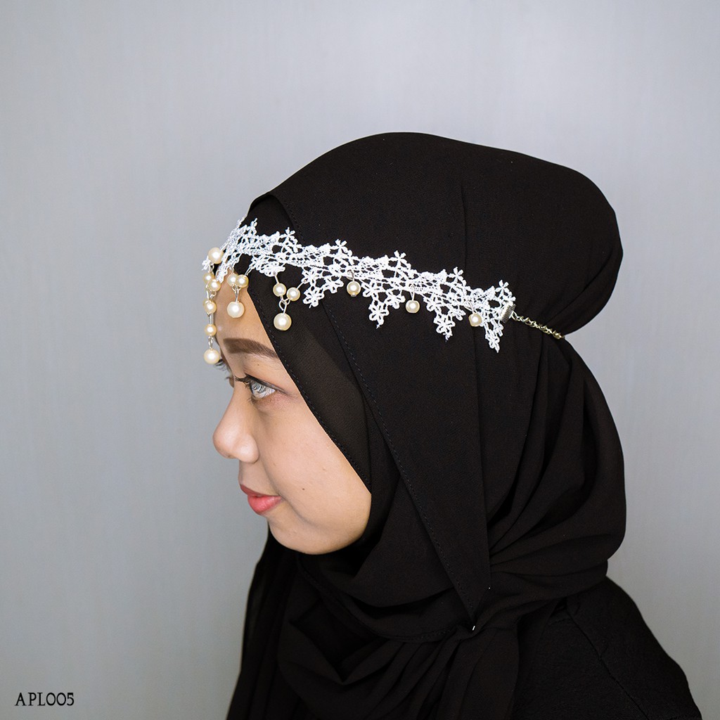 [PRODUK TERBATAS] TIARA HIJABERS AKSESORIS WEDDING LACE BROKAT PUTIH APL005