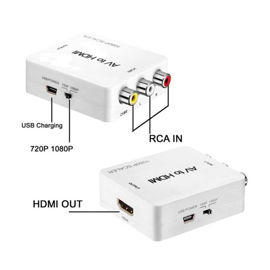 AV (RCA) TO HDTV Converter Adapter Mini Box/ RCA To HDmi (M)