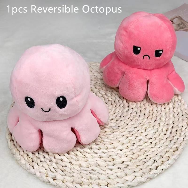 20cm Double-Sided Flip Reversible Octopus Plush Toy Marine Life Stuffed Animals Doll