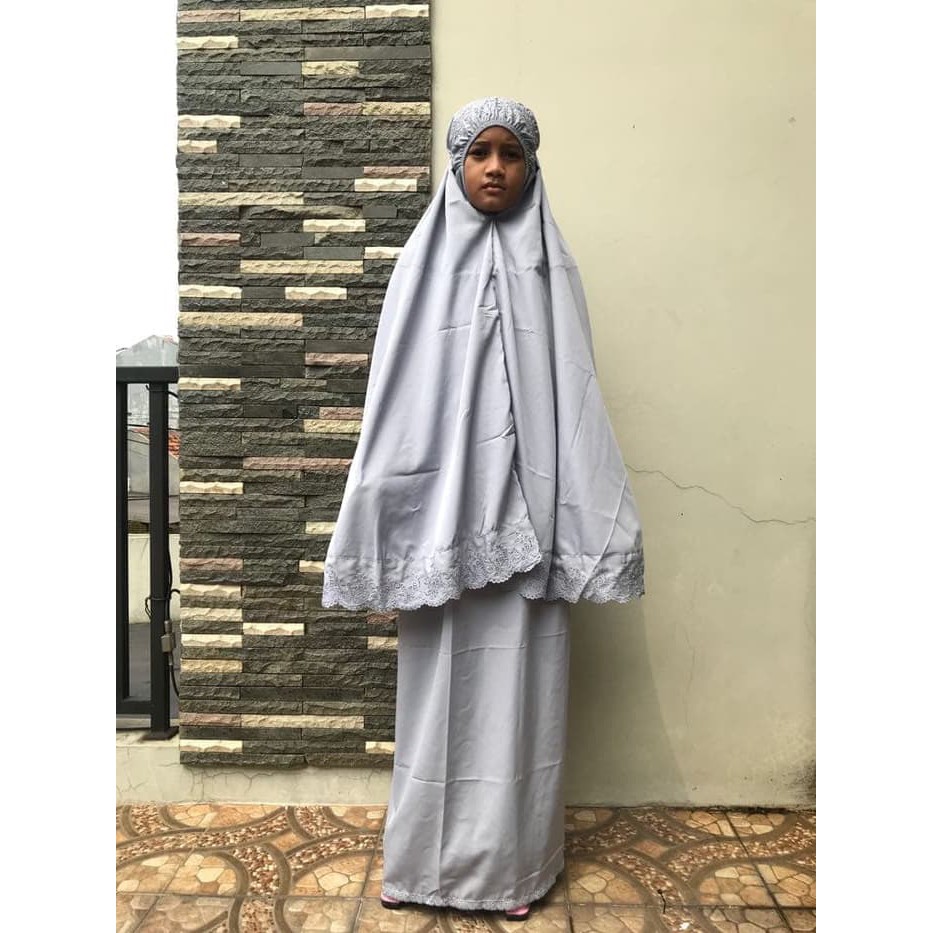 Promo Mukena Anak SitiKhadijah Pasteleena - Abu-abu Limited