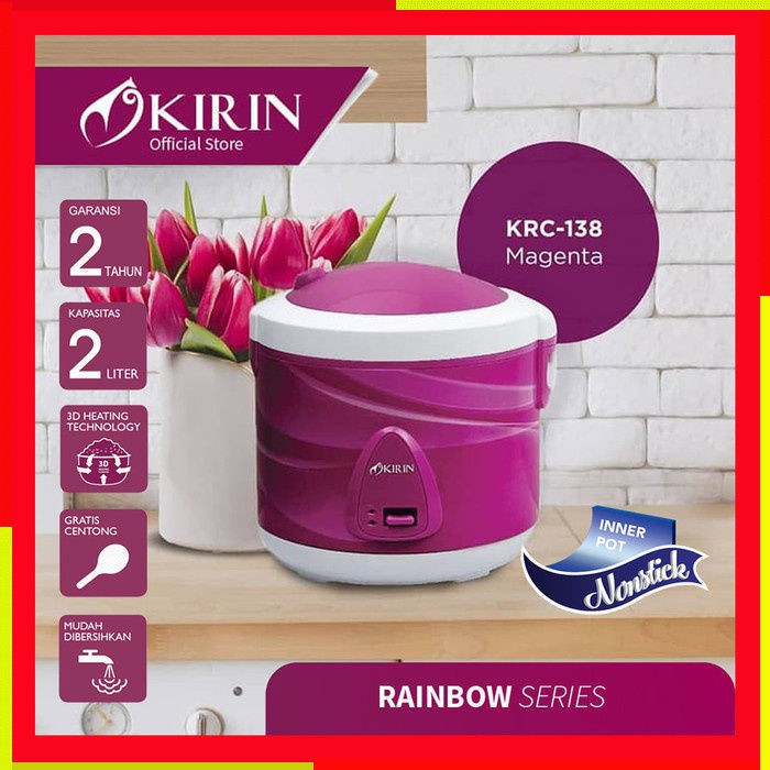 RICE COOKER KIRIN KRC138 2L PENANAK NASI RICECOOKER MAGIC COM RISE COOKER COKER MINI KECIL KIRIN ALA