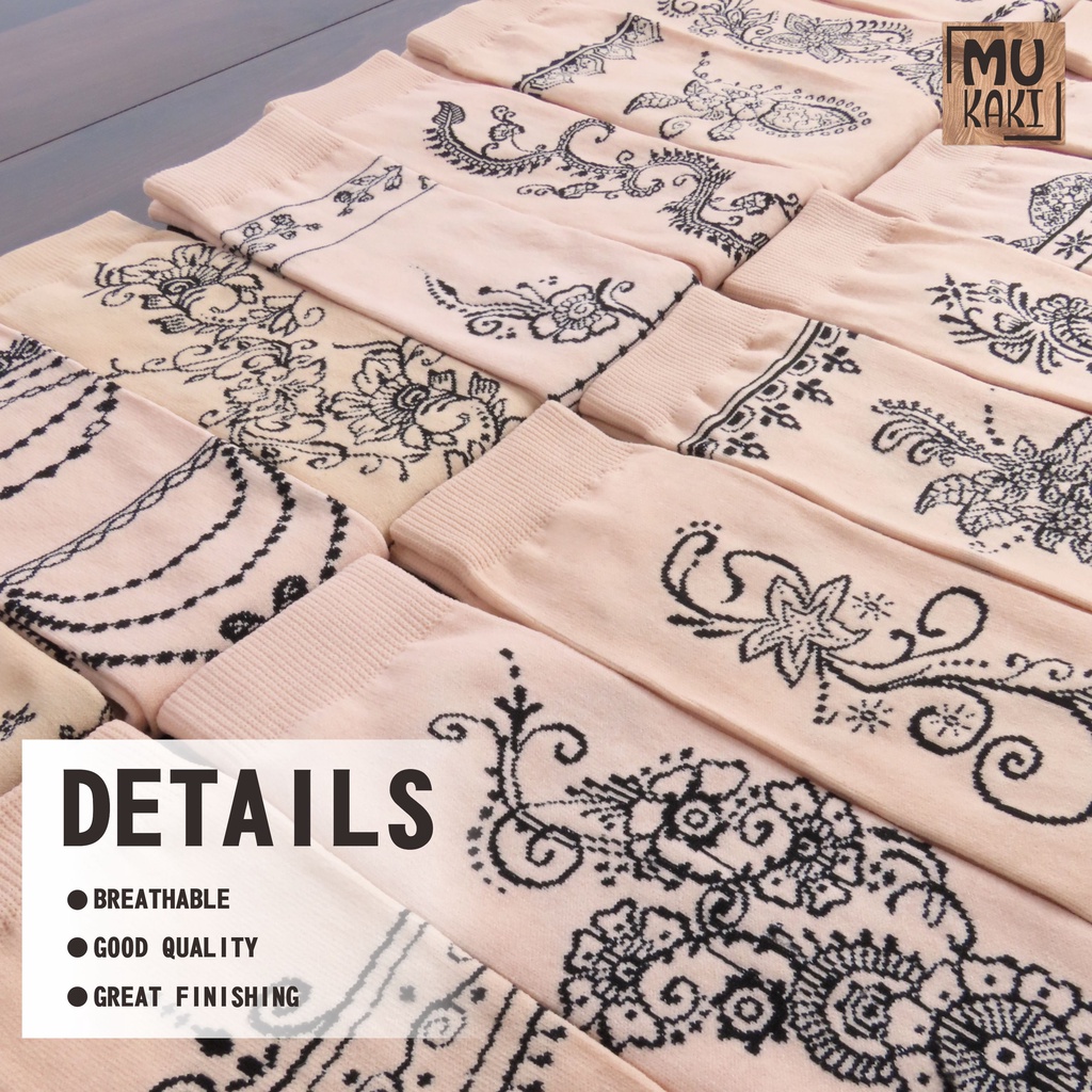 Kaos Kaki Jempol Motif Henna Cream Nylon Premium Mukaki