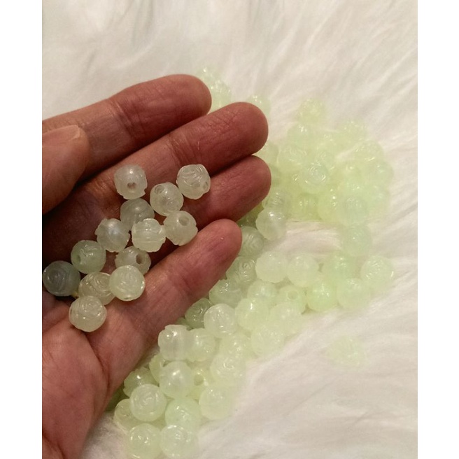 Manik fosfor bunga 8mm monte bahan rosario 100grm