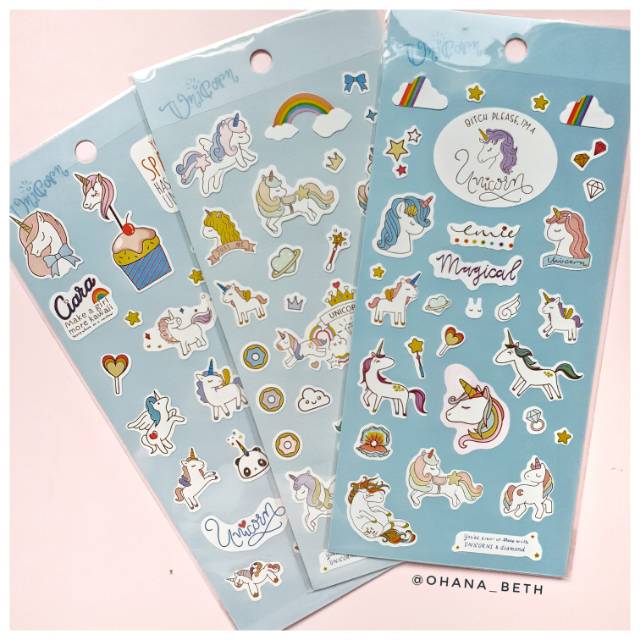 

Sticker lembar cute unicorn scrapbook bijo diy planner diary