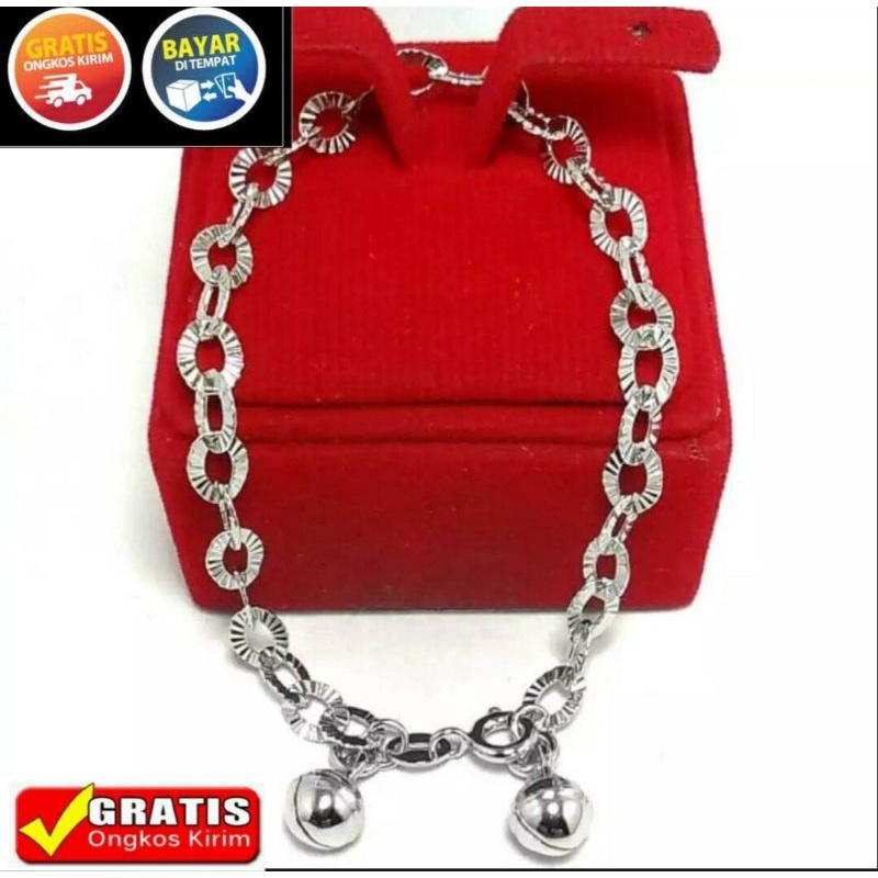 gelang tangan rantai titanium silver anti karat Perhiasan wanita