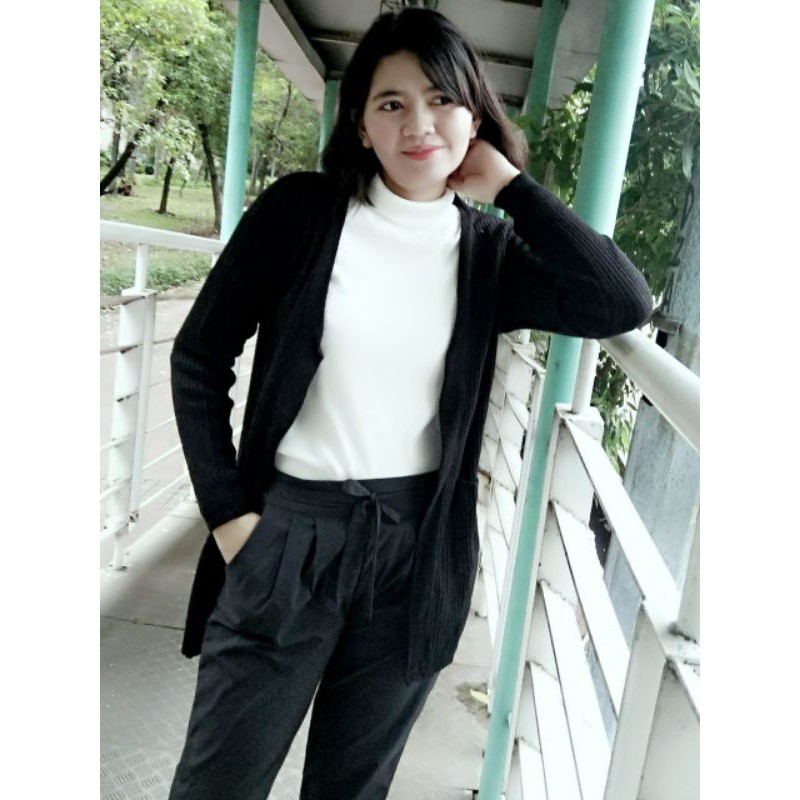 Cardigan Wanita | outerwear wanita semi long cardi pake kantong