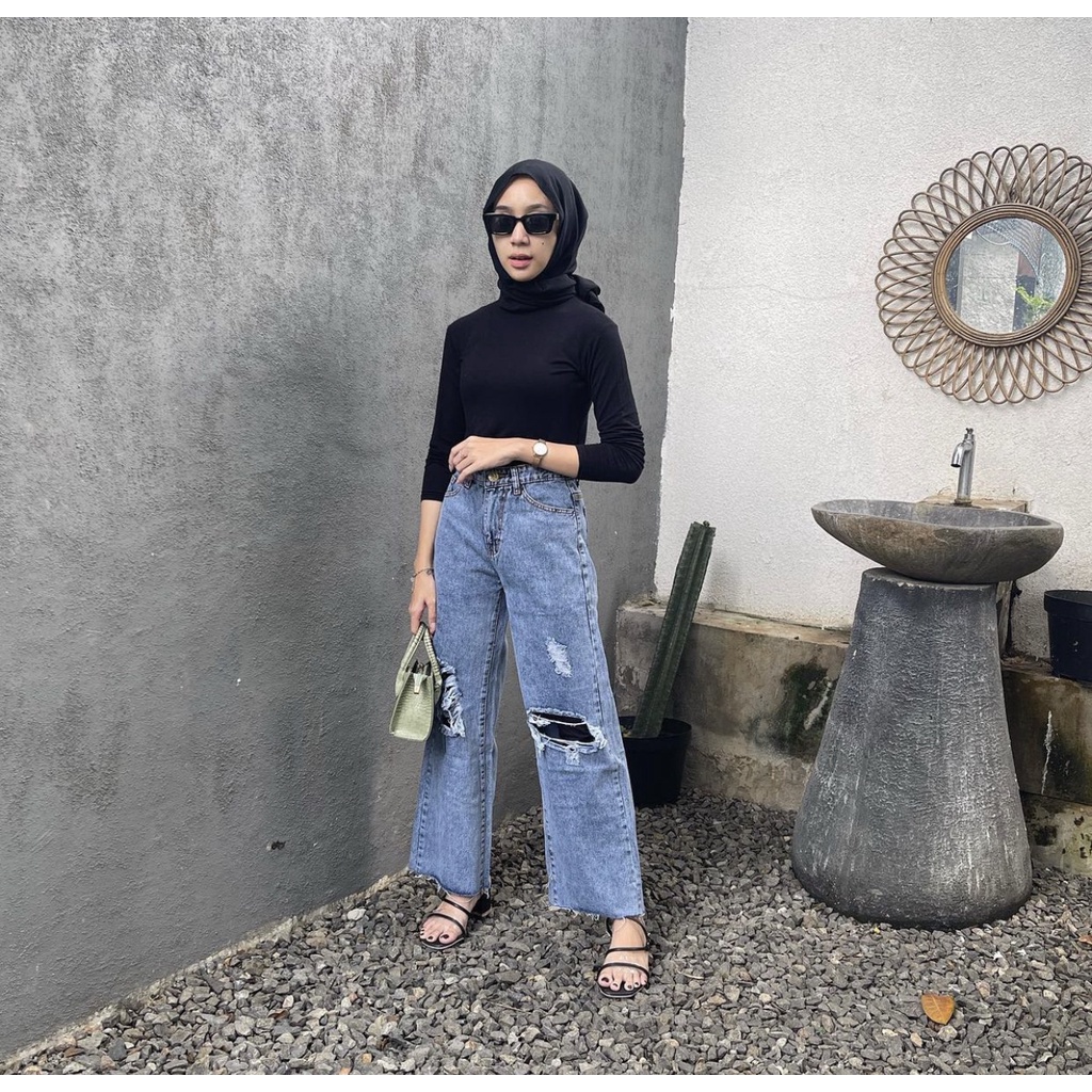 TRIVELA Free Belt - Bilby Cullotes Jeans / Jeans Highwaist Sobek Lapis / Labela Cullotes