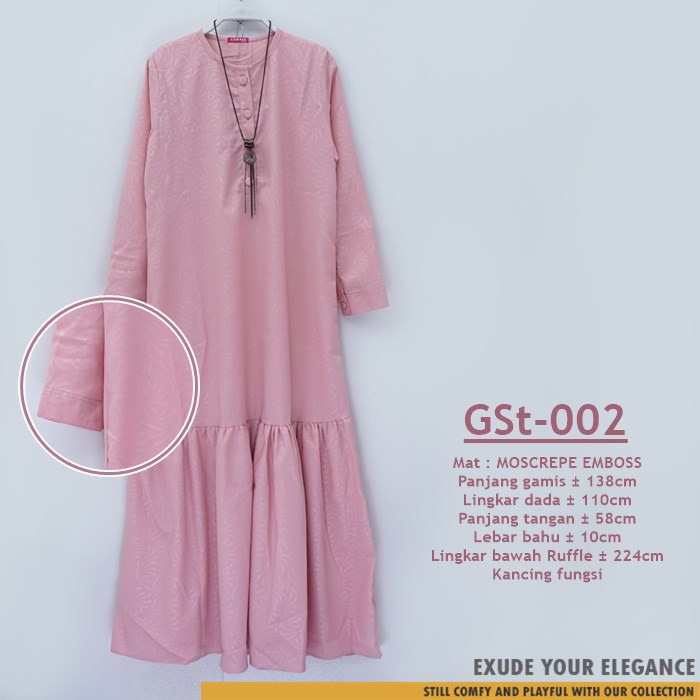 Gamis Ruffle / Gamis Rempel bahan Moscrepe Emboss