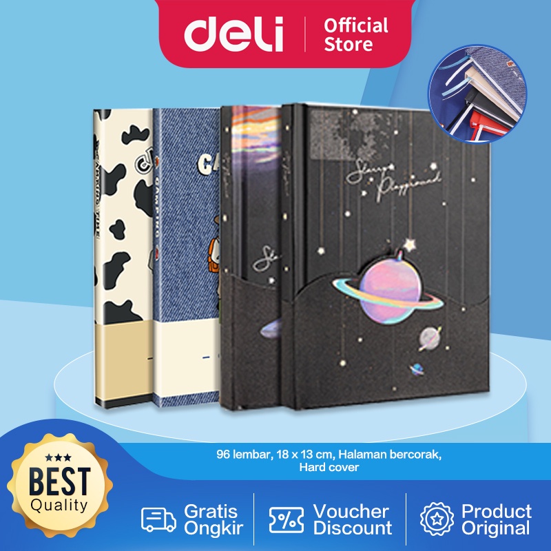 

Deli Hard Cover Notebook / Planner / Buku Tulis Catatan / Diary / Agenda Sampul Lucu 96 Lembar Halaman Bercorak SZ055 SZ062