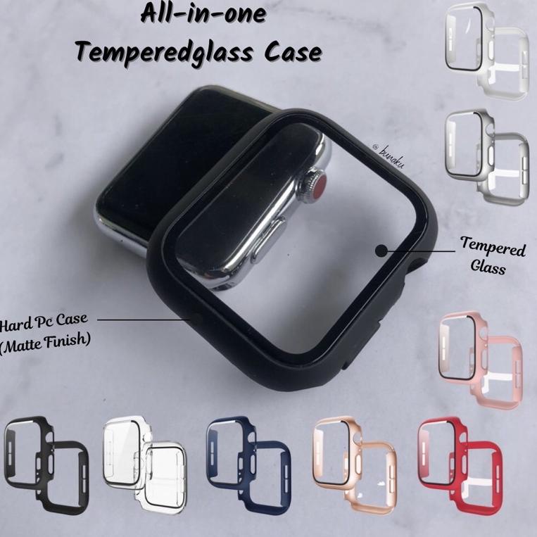 Terbaru✾➧ Temperred Glass Case Apple Watch iWatch Series 1 2 3 4 5 6 7 SE 38mm 42mm 40mm 44mm 41mm 4
