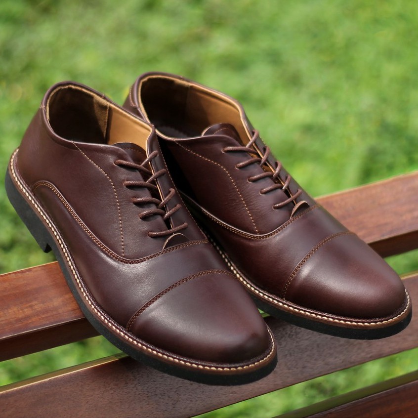 Oxford Brown | Sepatu Kulit Vintage Klasik Pria Cowok Derby Formal Original Footwear | FORIND Kenzio