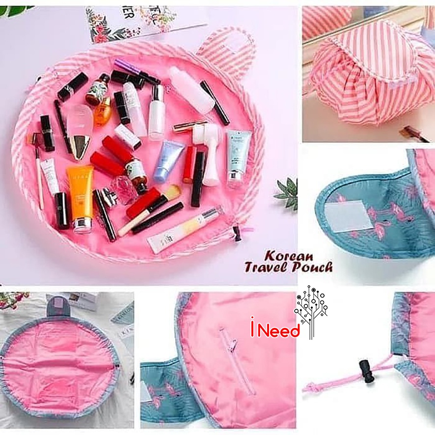 (INEED) Magic Travel Pouch / Lazy Cosmetic Big Capacity Bag Tas Kosmetik - Korean Lazy Cosmetic