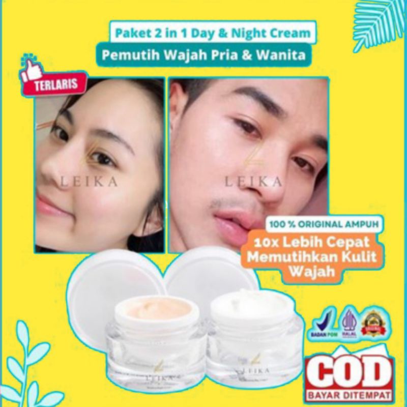 Paket 2in1 Day Cream dan Night Cream pemutih wajah permanen bpom cream pemutih wajah glowing cepat k