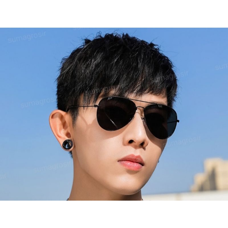 Kacamata Hitam Aviator Sunglasses Pilot Pria Wanita Anti Radiasi UV Blueray Model Gaya Fashion Korea