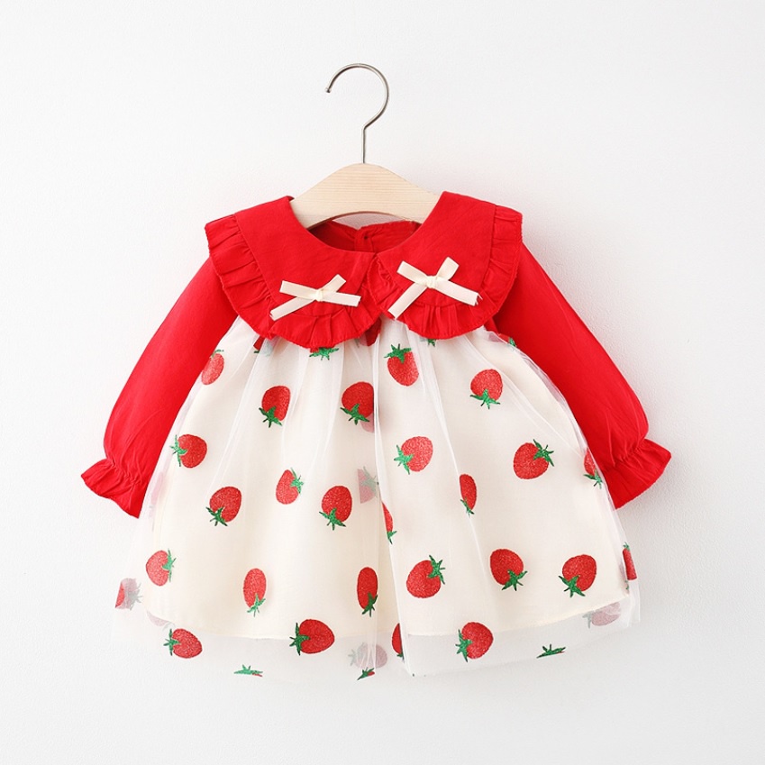 DST45-NEW Dress bayi/dress anak /pakaian bayi anak perempuan motif strawberry