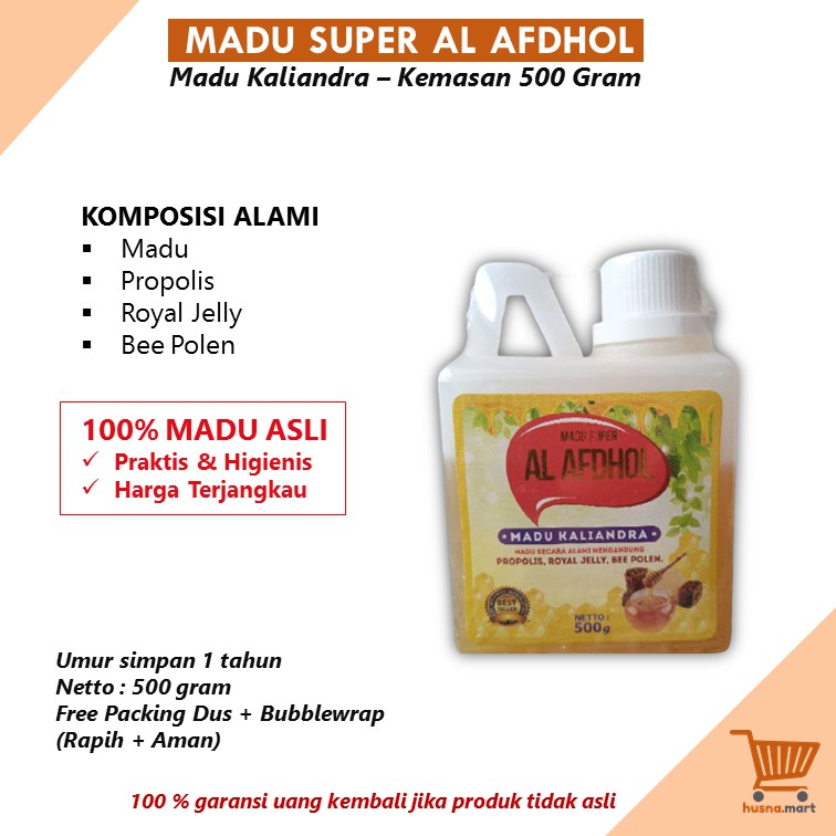 Madu Super Al Afdhol Kaliandra Asli [Kemasan 500 Gram]