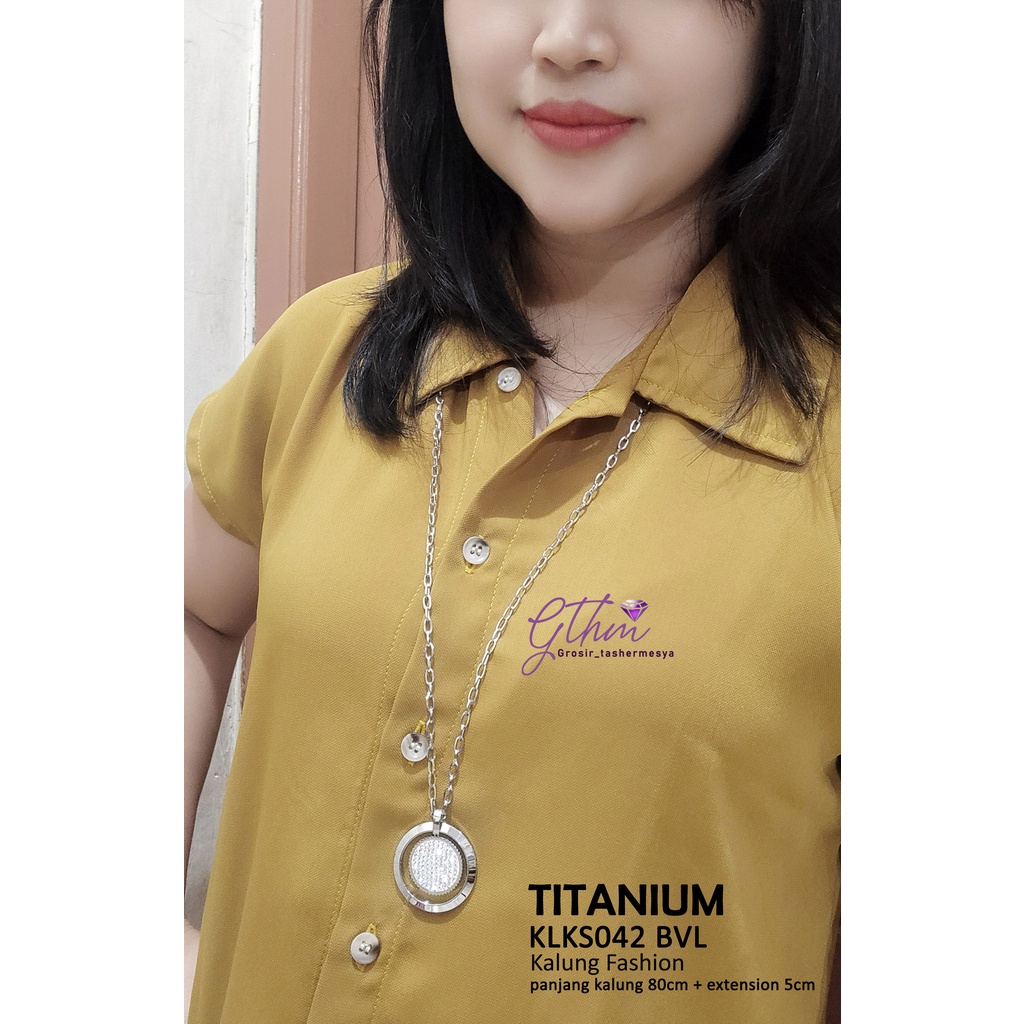 kalung titanium wanita hijab BVL panjang klks042 Anti karat anti luntur