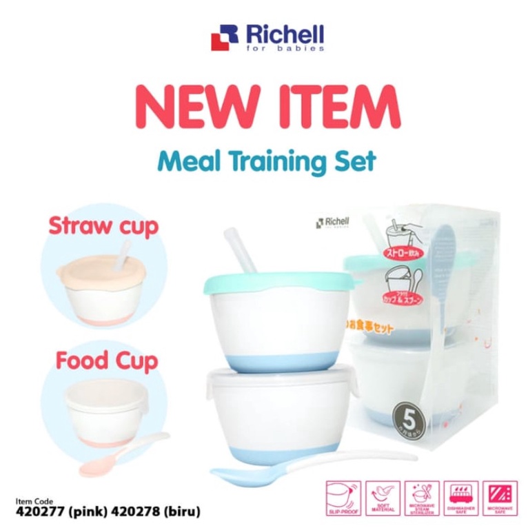 Richell Meal Training Set (Straw Cup + Food Cup)