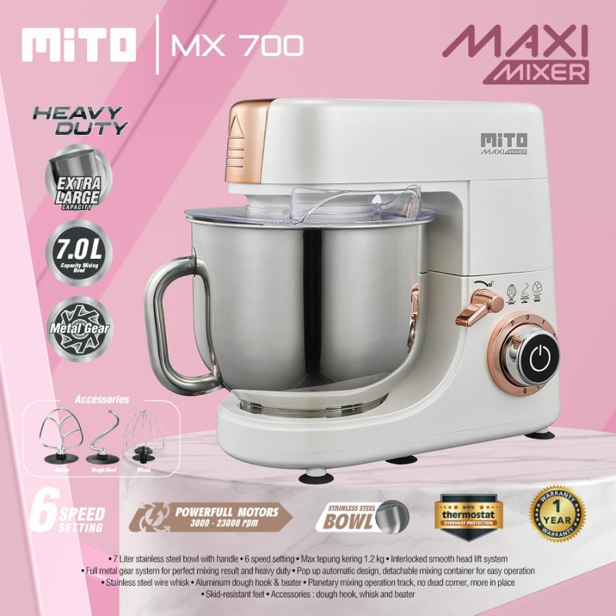 Mito Standing Stand Mixer Maxi 7L MX 700 - MX700 7 Liter Heavy Duty original