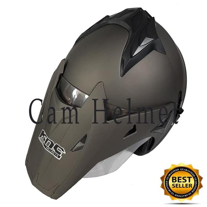 PROMO TERBATAS HELM FULL FACE ANAK, HELM MOTOR SNI KNC SEMI TRAIL CROSS 2 KACA GREY DOFF EKONOMIS
