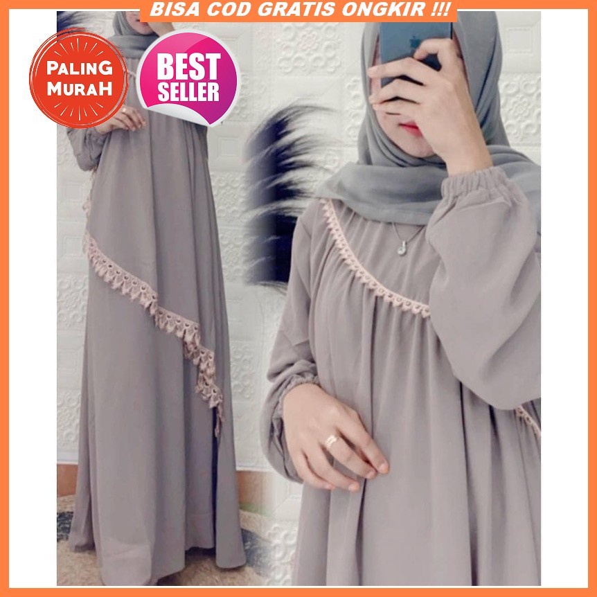 Baju Gamis Wanita Remaja Terbaru 2021 2022 Model Kekinian Bahan Brukat Modern Pesta Kondangan Mewah Gamis Set Cardigan Lebaran Dress Lucia Bahan Brokat Fit L Arunika Dress / Gamis Ceruty Babydoll Terbaru / Kekinian / Fashion Muslim / Dress Wanita Mur