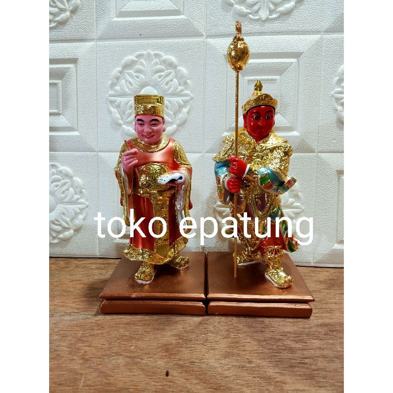 patung dewa pengawal hok tek cin sin / tapekong fiber 10 inch